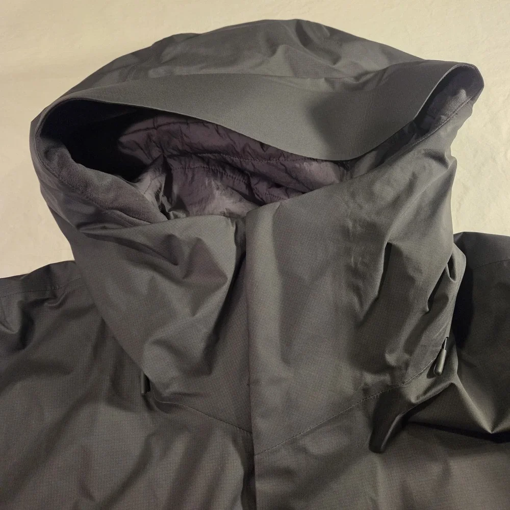 Viev Men's Gore-Tex Dante Insulated Long Jacket‎ Hooded, Size XL, Gray Black